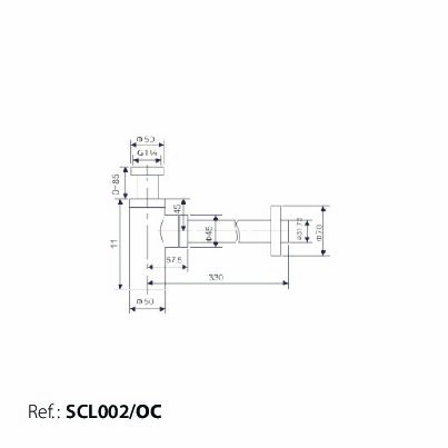 Сифон для раковины нерж. cталь/zamak imex scl002/oc brushed gold pvd