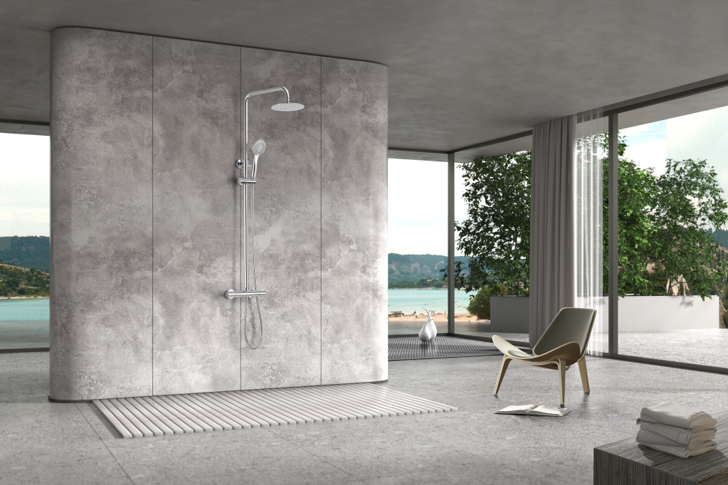 Смеситель для душа термостатический настенный с душевым набором imex kent btk017-eco chrome