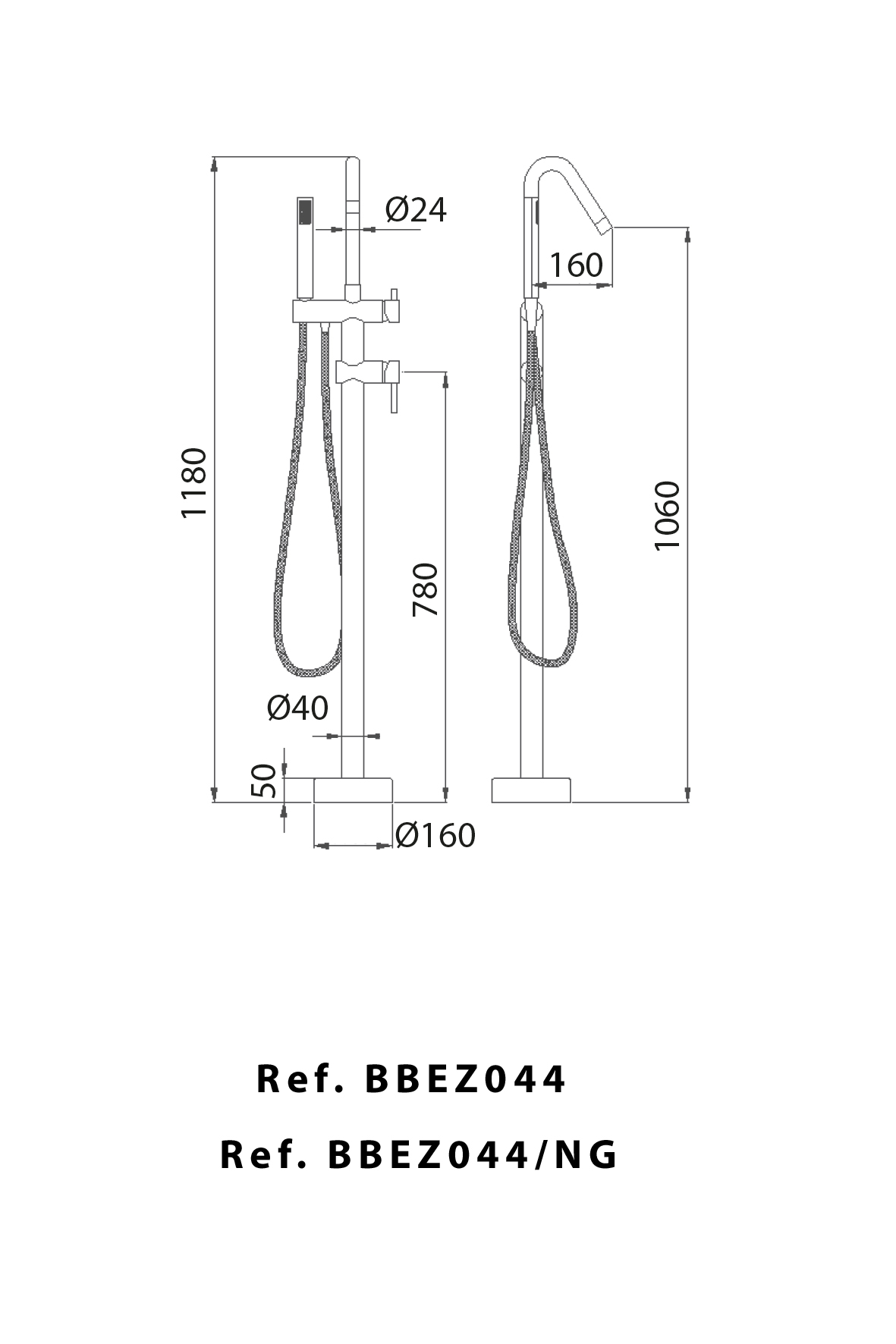 Смеситель для ванны напольный с внутренней частью imex belgica bbez044/ng matt black