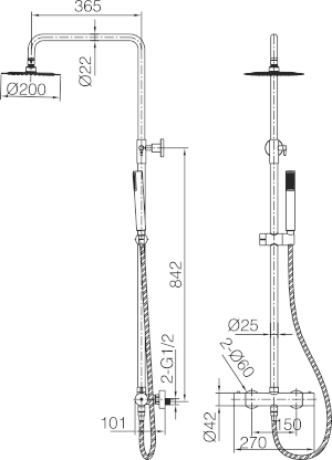 Душевая система термостатическая с верхним душем и лейкой imex genova btg053/orc brushed rose gold pvd