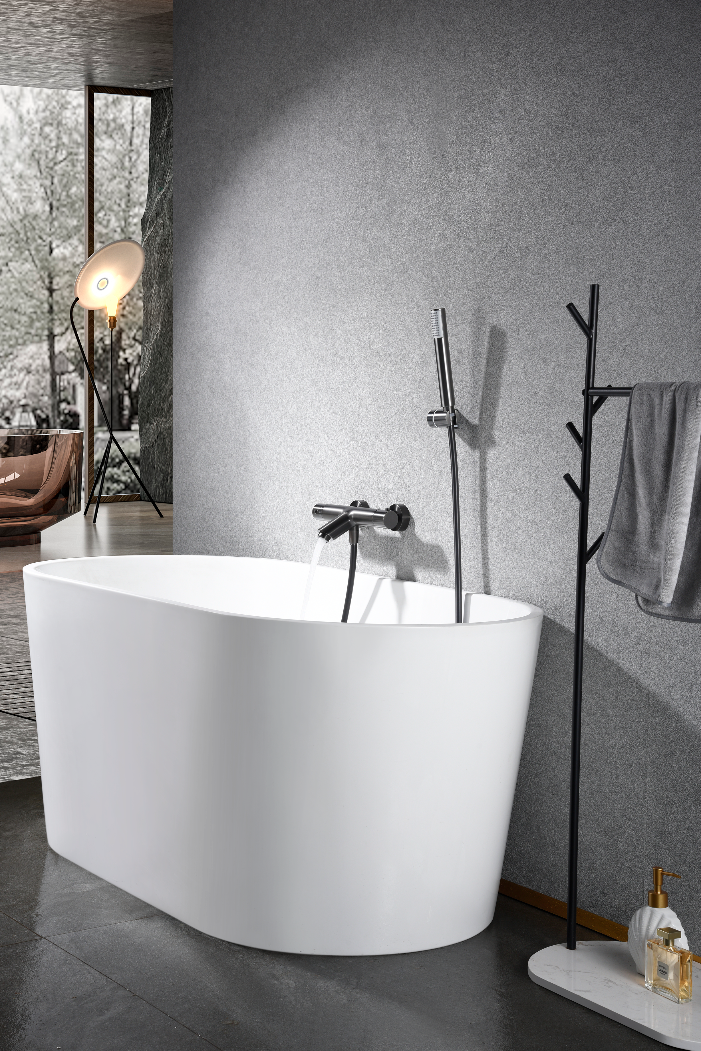 Смеситель для ванны настенный с душевым набором imex monza btm039-4bgm black gun metal pvd