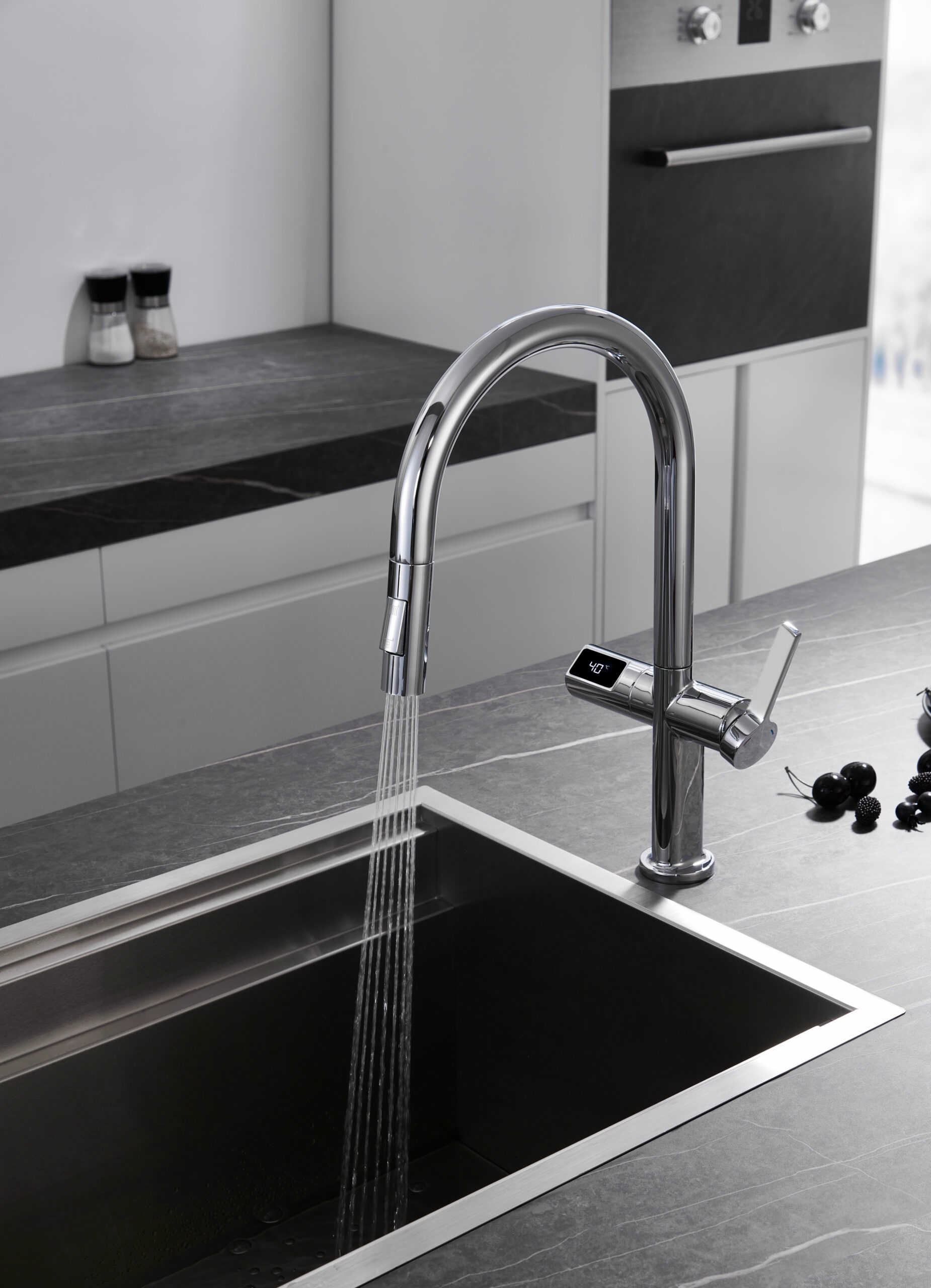 Смеситель для кухни сенсорный с вытяжной лейкой на 2 режима imex turin gce021 chrome