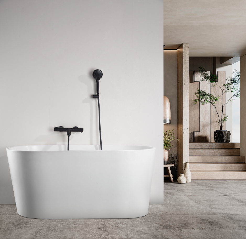 Смеситель для ванны термостатический настенный с душевым набором imex kent btk017-4eco/ng matt black