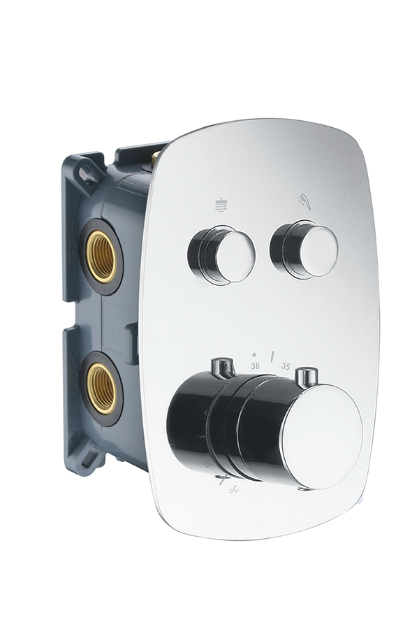 Смеситель термостатический для ванны/душа скрытого монтажа на 2 потребителя с внутренней частью imex gsp02v chrome