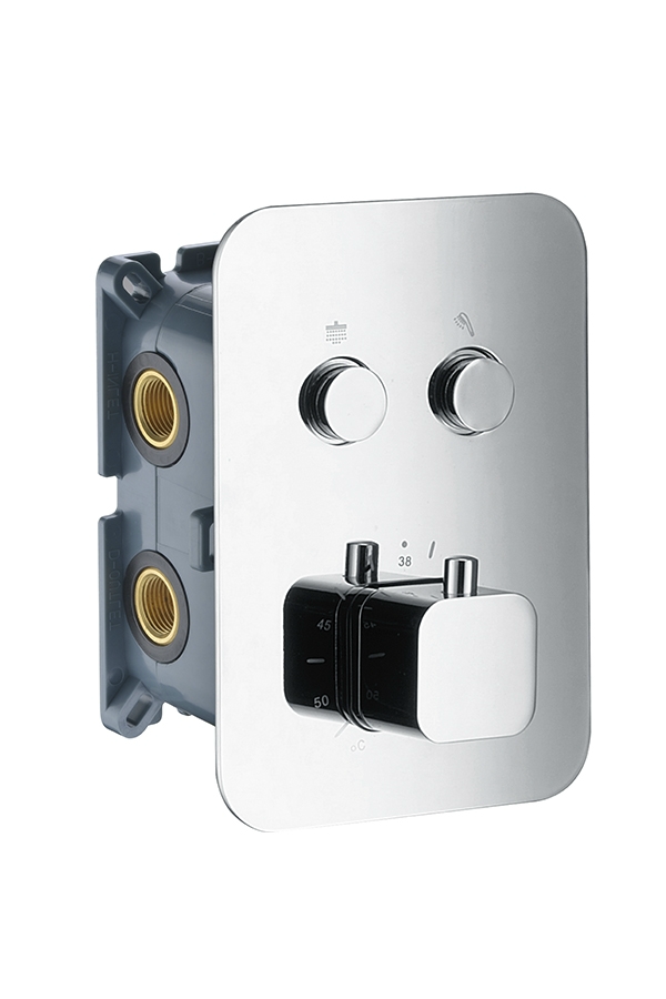 Смеситель термостатический для ванны/душа скрытого монтажа на 2 потребителя с внутренней частью imex ctp02v chrome