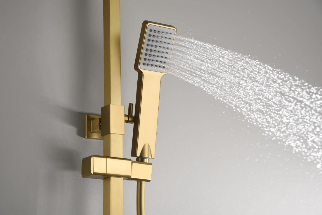 Душевая система термостатическая с верхним душем и лейкой imex vigo btv013/oc brushed gold pvd