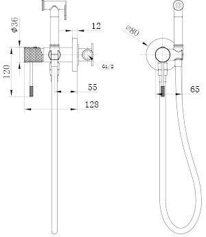 Гигиенический душ со смесителем и скрытой частью imex genova rdg053/orc brushed rose gold pvd