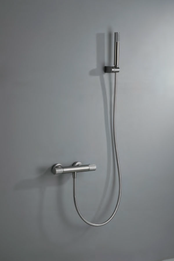 Смеситель для душа термостатический настенный с душевым набором imex line btd038-5nq brushed nickel