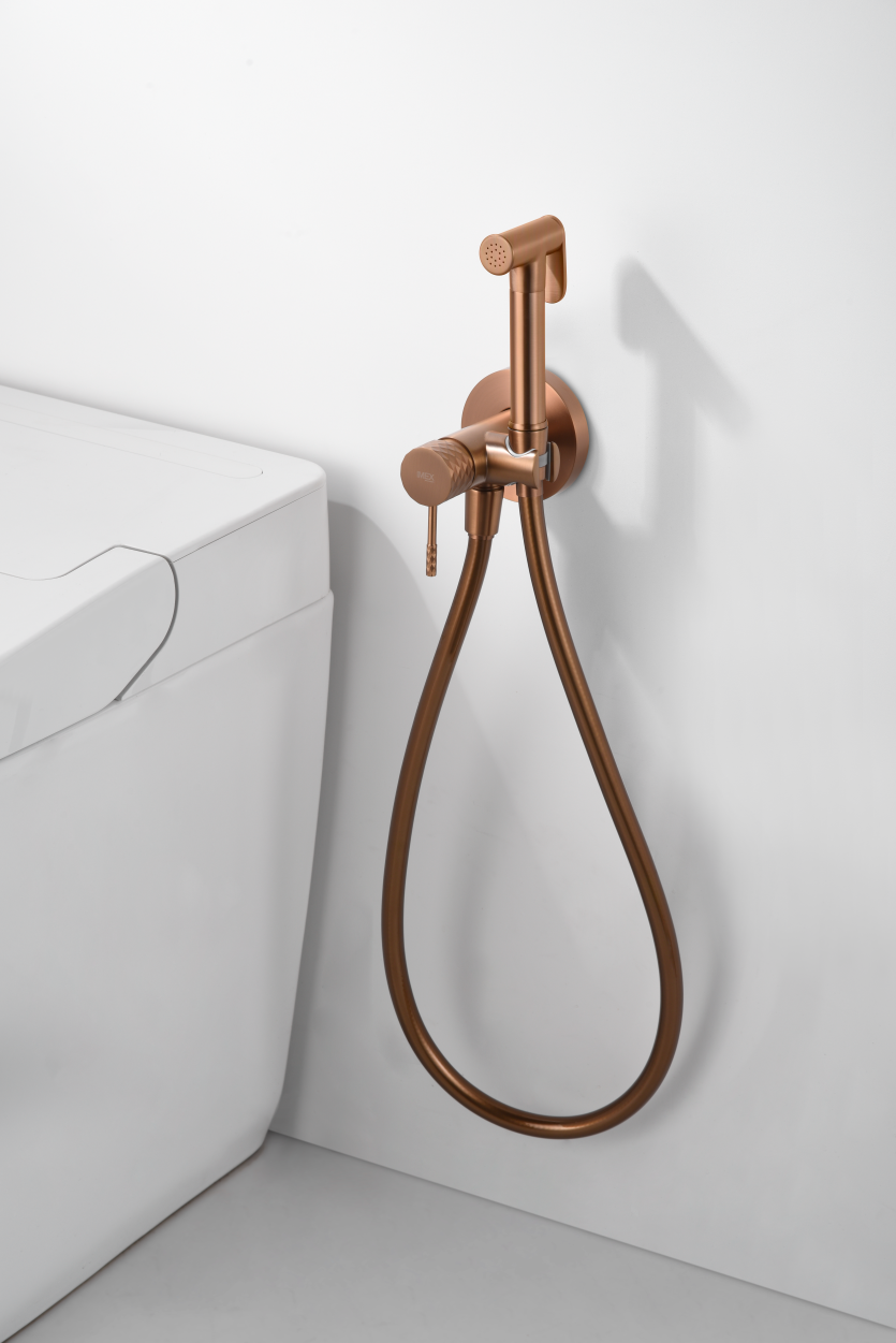 Гигиенический душ со смесителем и скрытой частью imex genova rdg053/orc brushed rose gold pvd