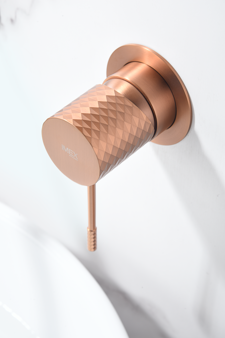Смеситель для раковины настенный скрытая часть в комплекте imex genova glg053/orc brushed rose gold pvd