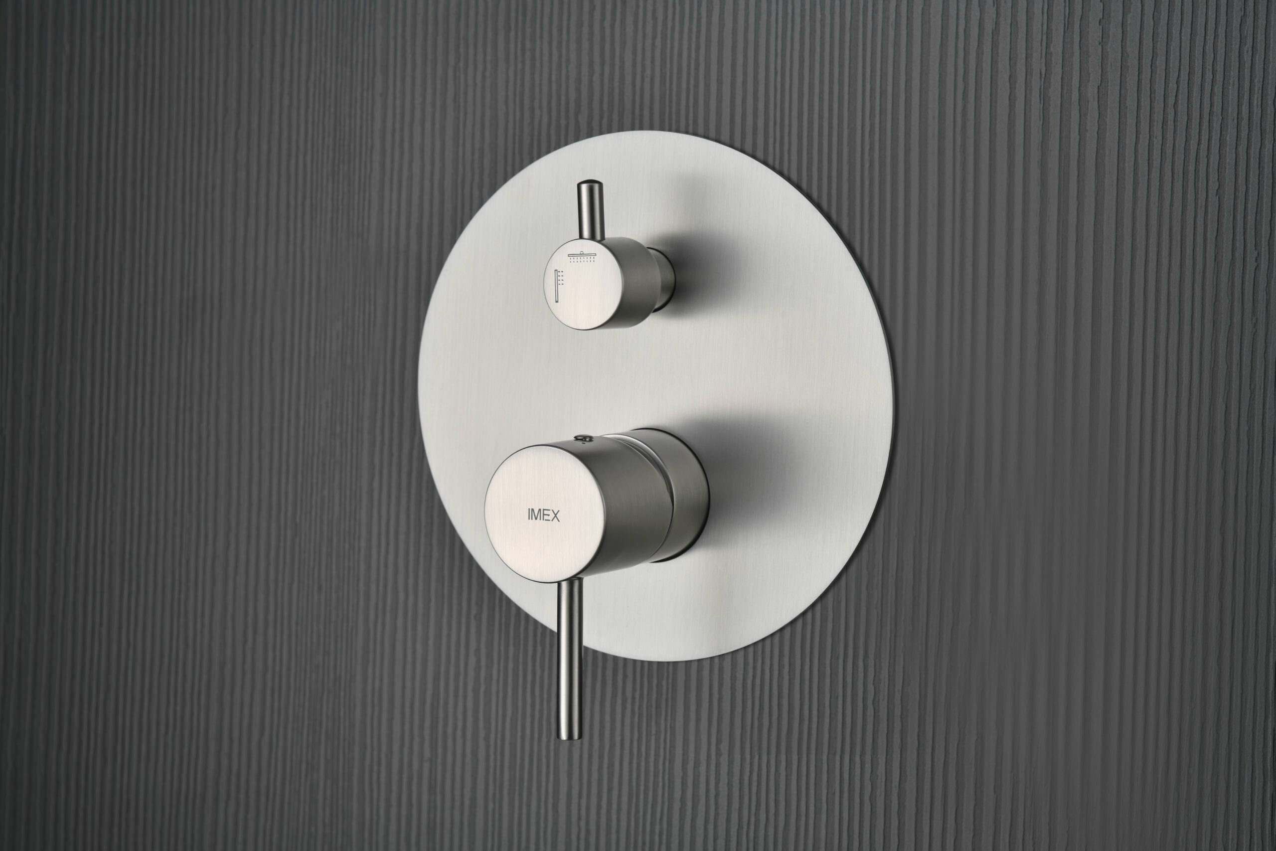 Смеситель для душа скрытого монтажа готовый комплект верхний душ ø25cм imex monza gpm039/nq brushed nickel