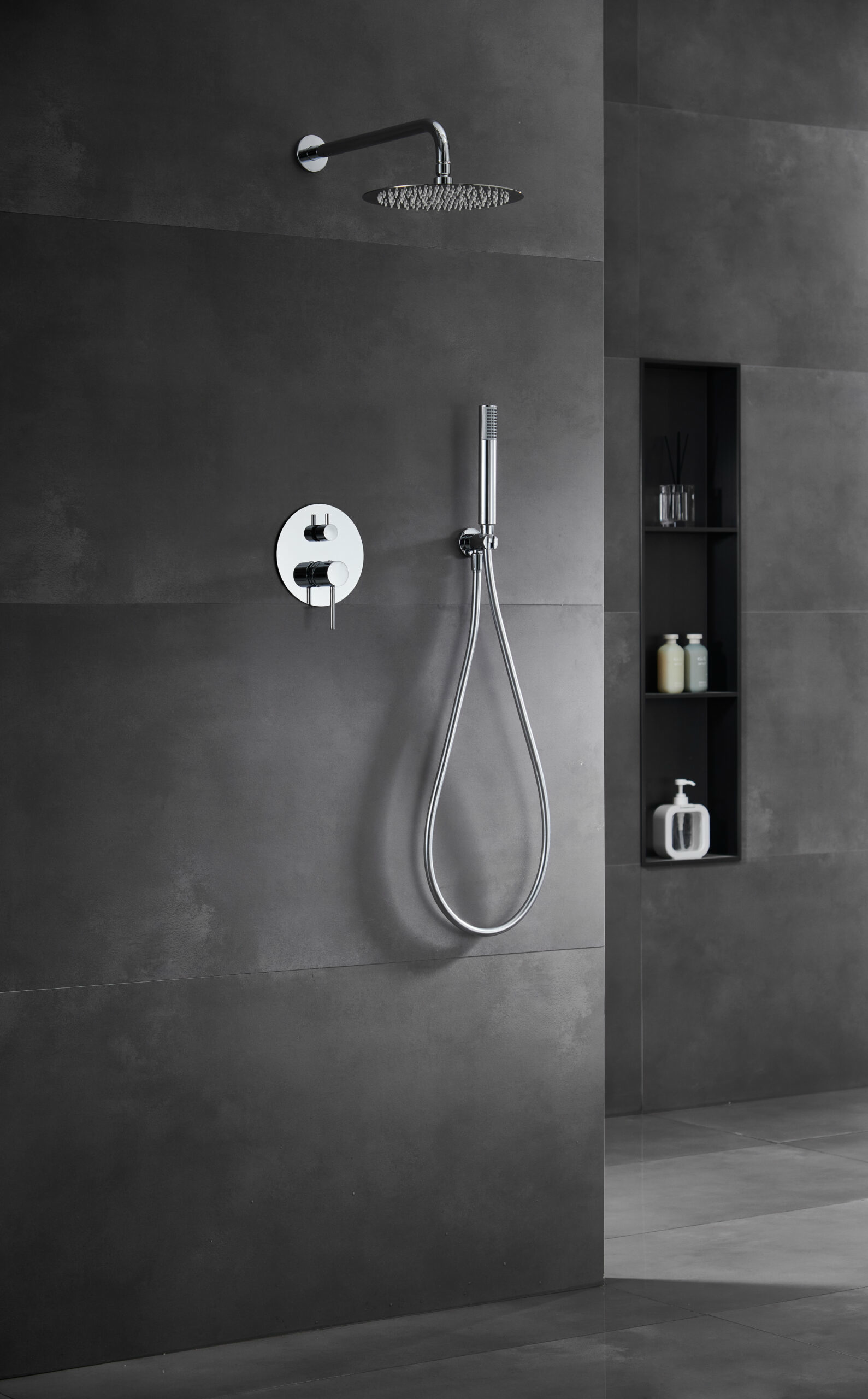 Смеситель для душа скрытого монтажа готовый комплект верхний душ верхний душ ø25cм imex monza gpm039 chrome