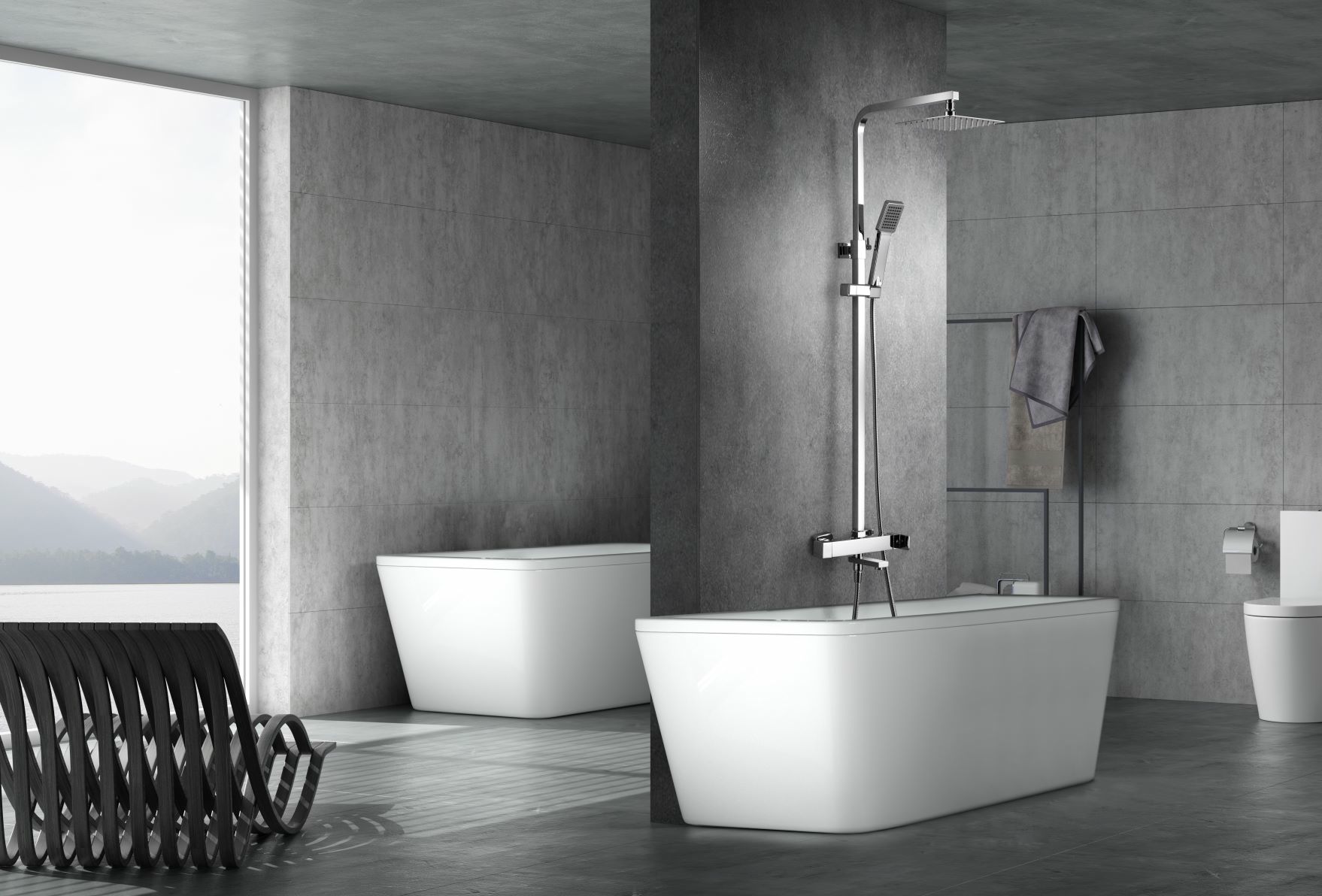 Душевая система настенная для ванны/душа с изливом верхним душем и лейкой imex fiyi bdf016-b chrome