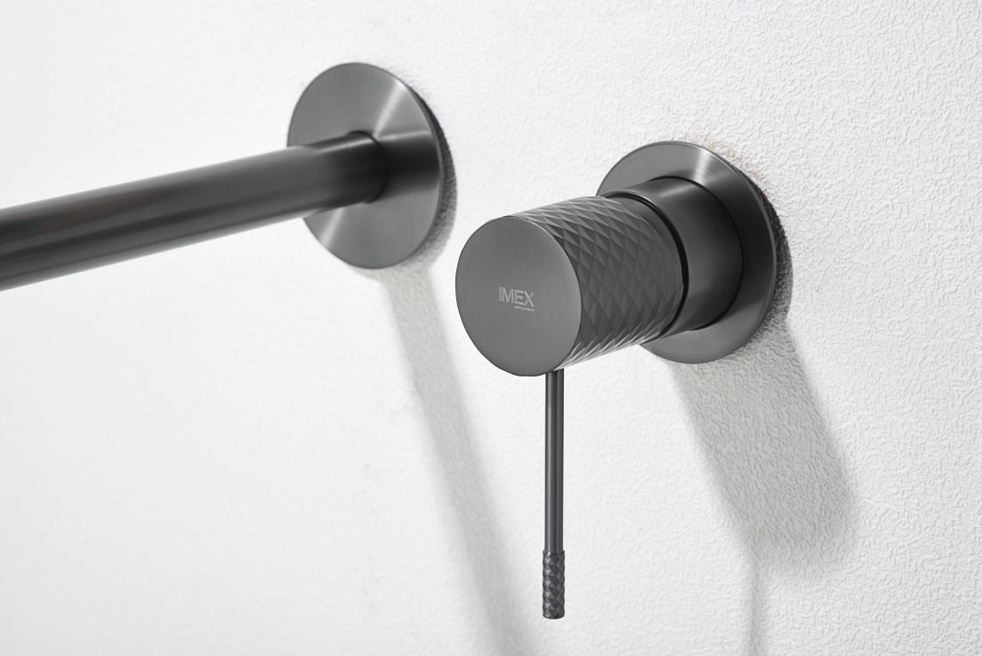 Смеситель для раковины настенный скрытая часть в комплекте imex genova glg053/bgm black gun metal pvd