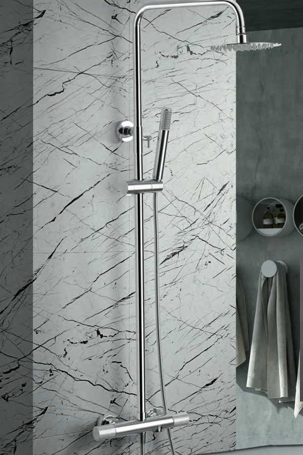 Душевая система термостатическая настенная для ванны/душа с изливом верхним душем и лейкой imex line btd038-b chrome