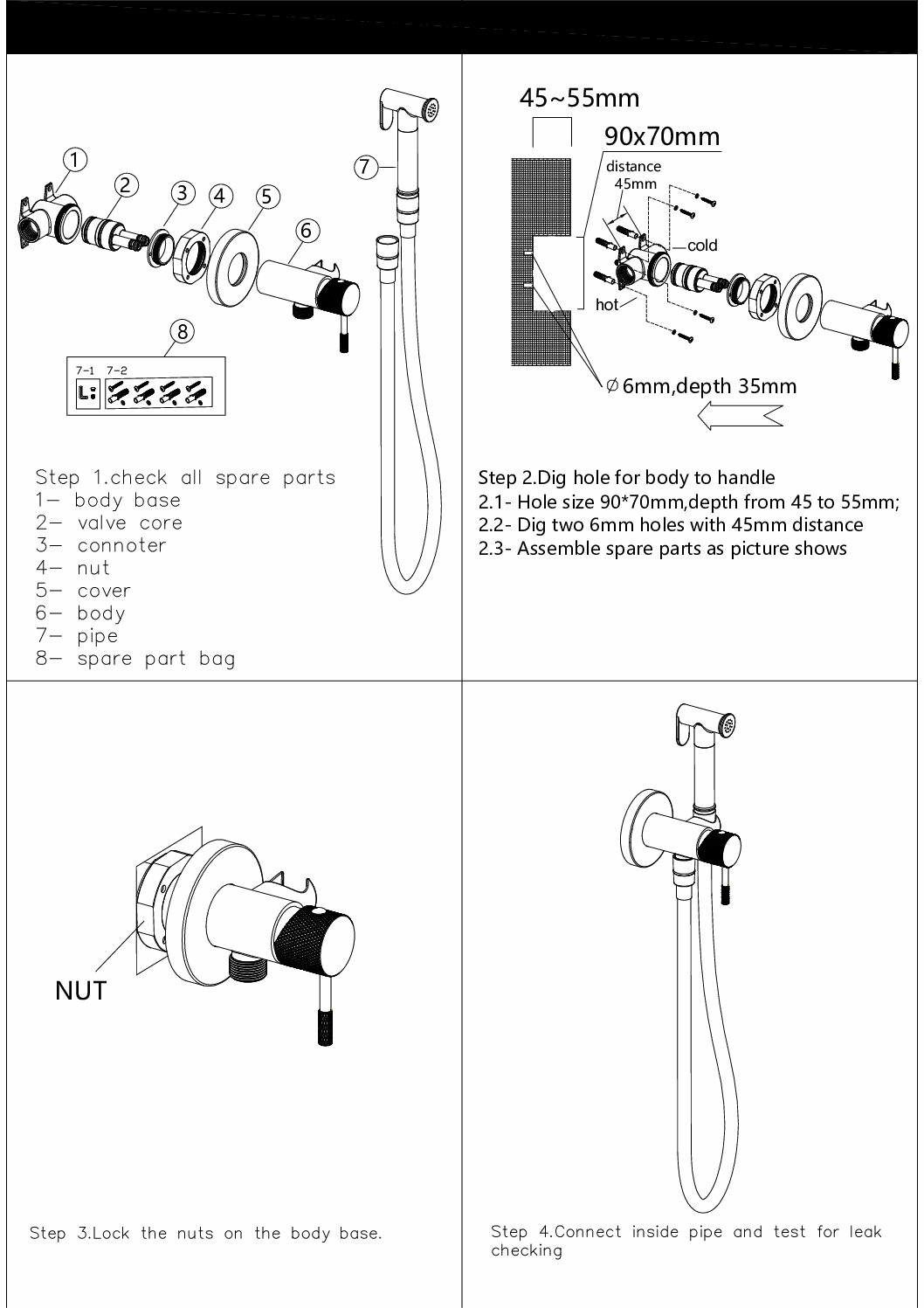 Гигиенический душ со смесителем и скрытой частью imex line rdd038/oc brushed gold pvd