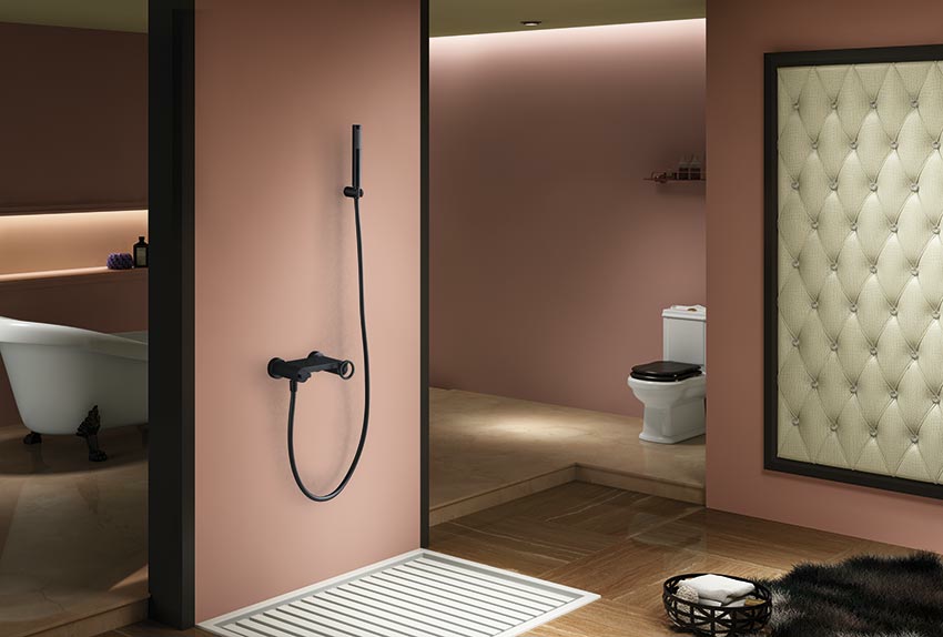 Смеситель для душа настенный с душевым набором imex olimpo bdc033-5ng matt black