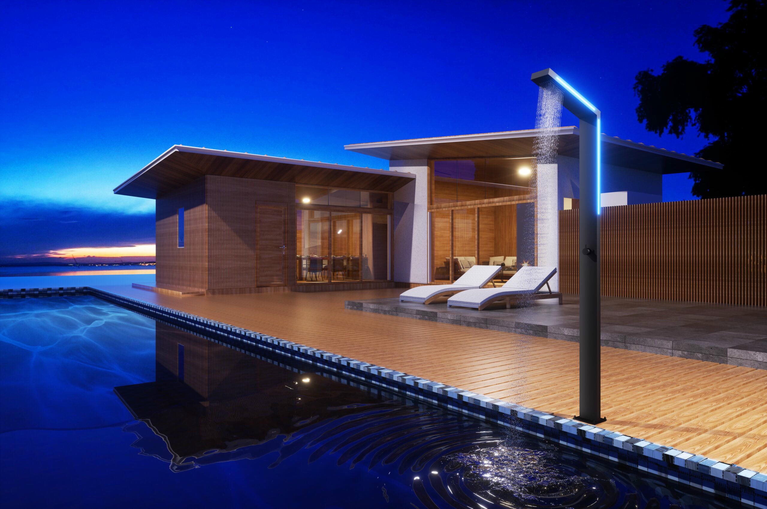 Душевая колонна напольная с краном без смешивания и led подсветкой poolimex sense gps016/ang matt black