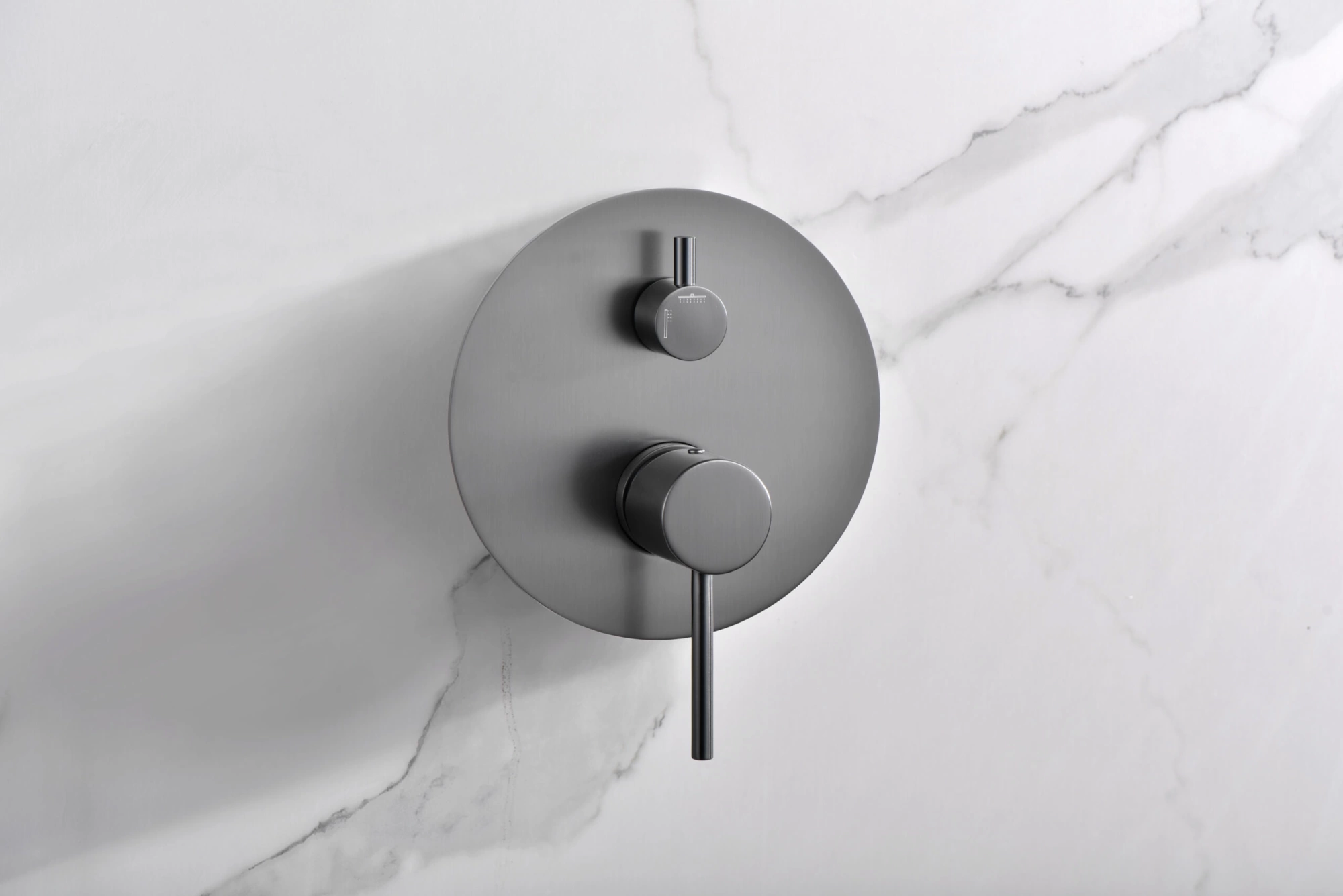 Смеситель для душа скрытого монтажа готовый комплект верхний душ ø25cм imex monza gpm039/bgm black gun metal pvd