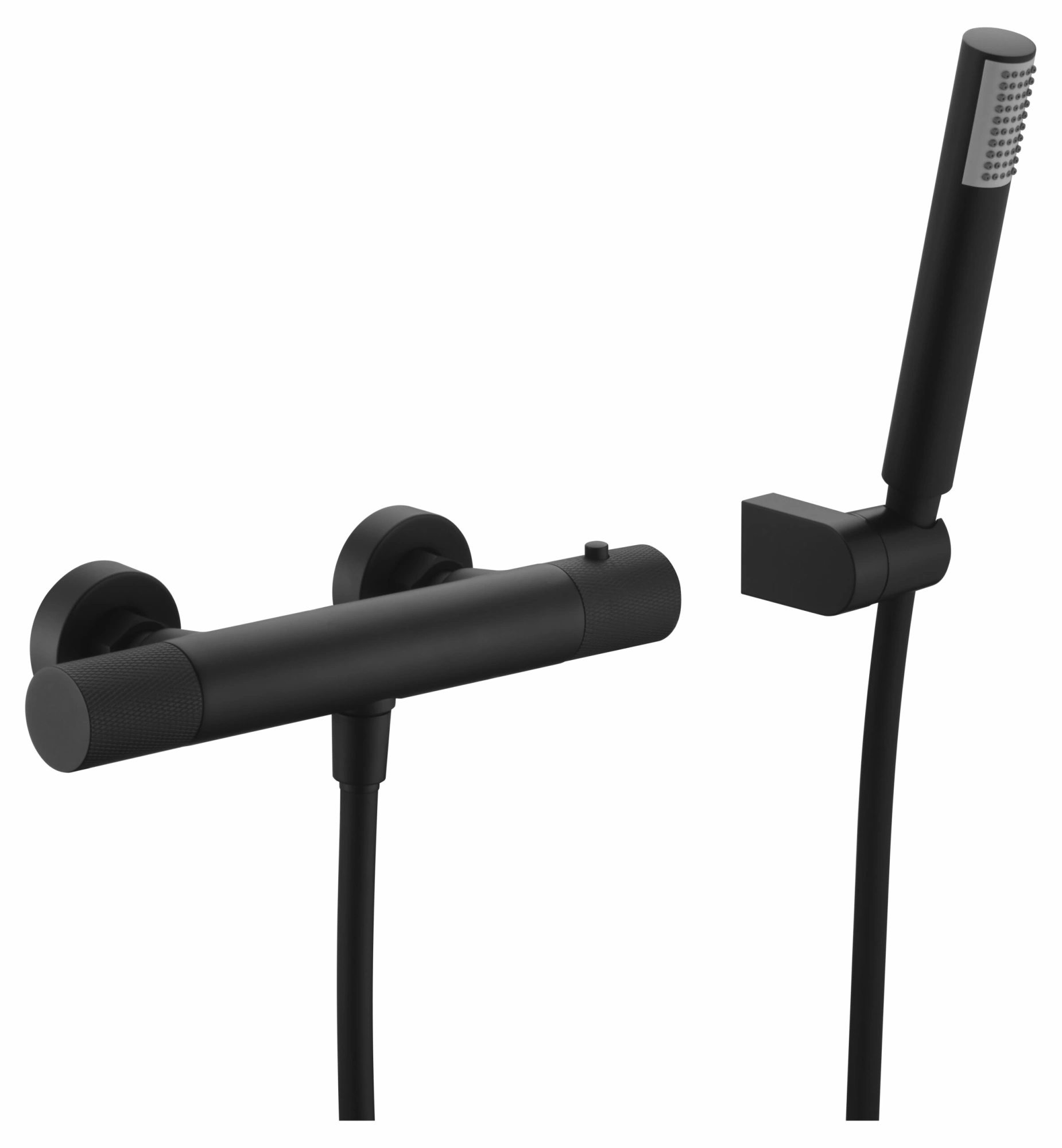 Смеситель для душа термостатический настенный с душевым набором imex line btd038-5ng matt black