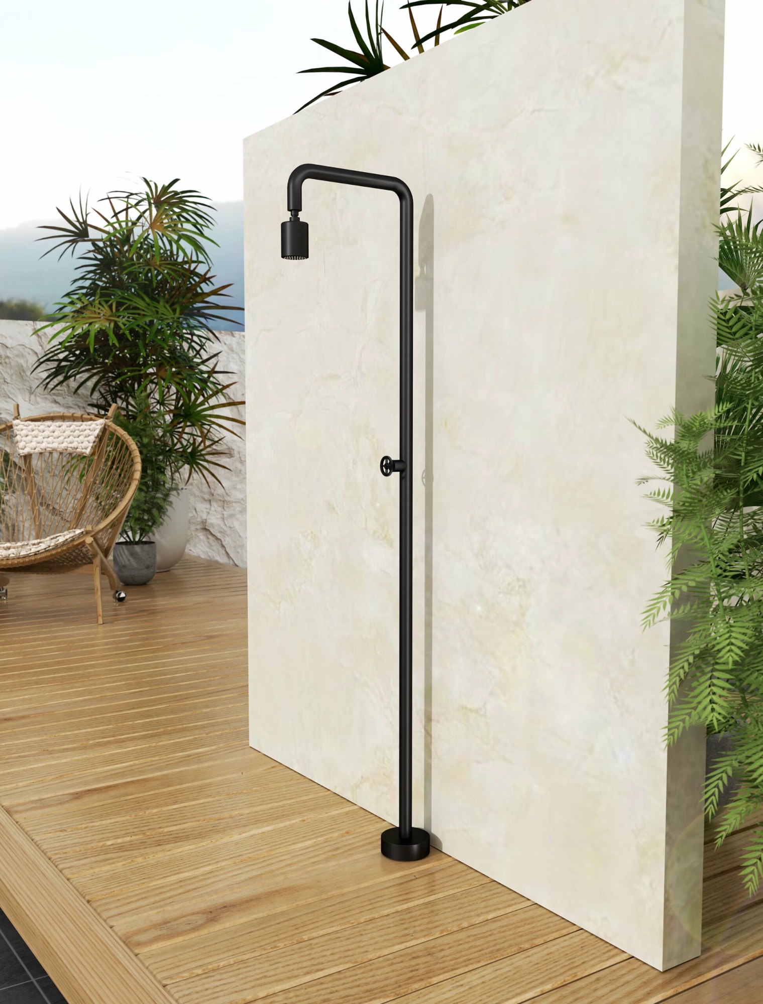 Душевая колонна напольная с краном без смешивания poolimex pool gpp001/ang matt black