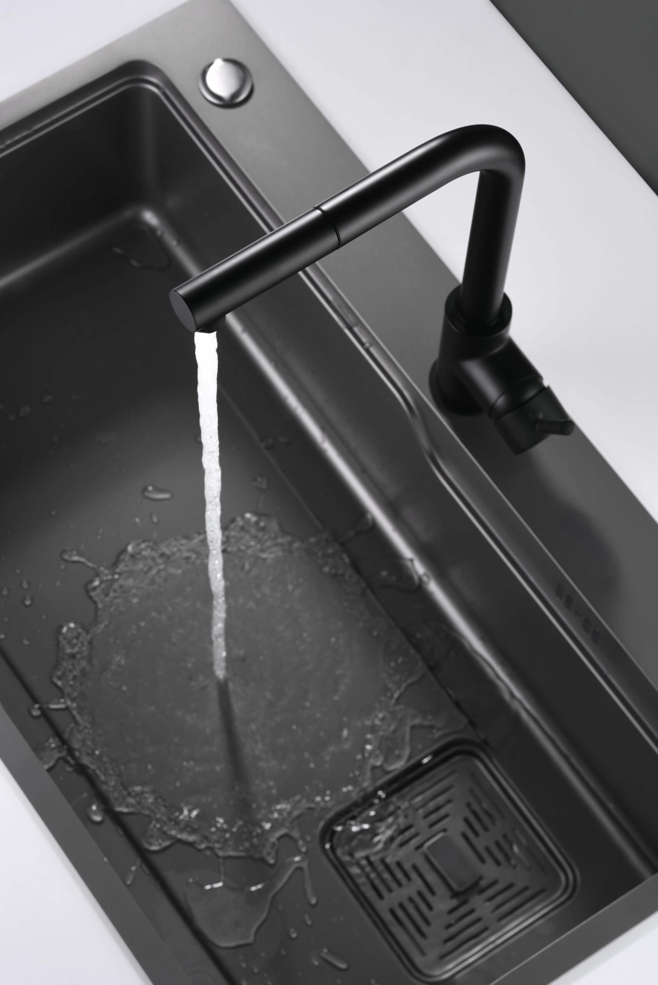 Смеситель для кухни с вытяжной лейкой на 1 режим imex malta gce006/ng matt black