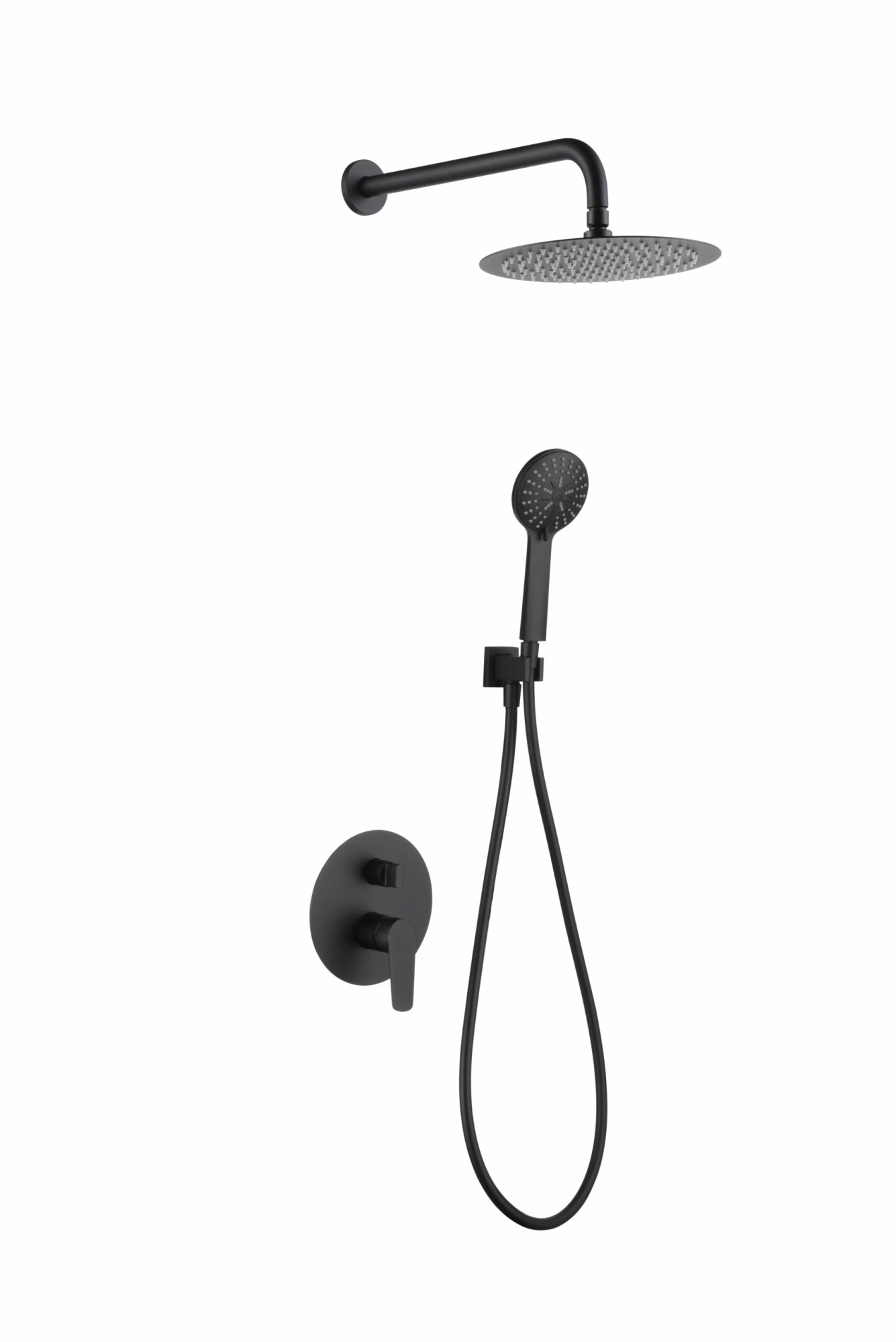 Смеситель для душа скрытого монтажа готовый комплект верхний душ ø25cм imex belgica gpz044/ng matt black