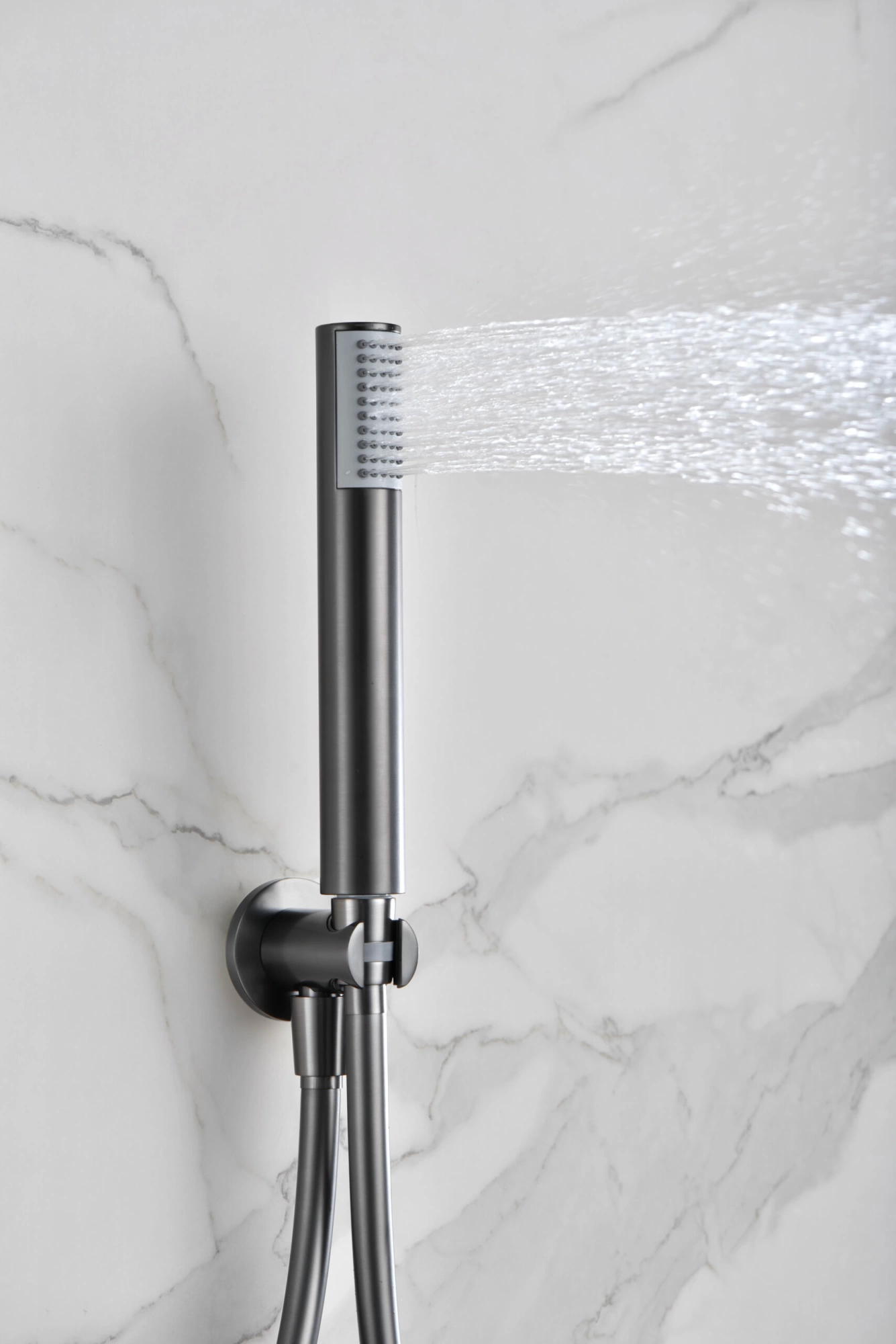 Смеситель для душа скрытого монтажа готовый комплект верхний душ ø25cм imex monza gpm039/bgm black gun metal pvd