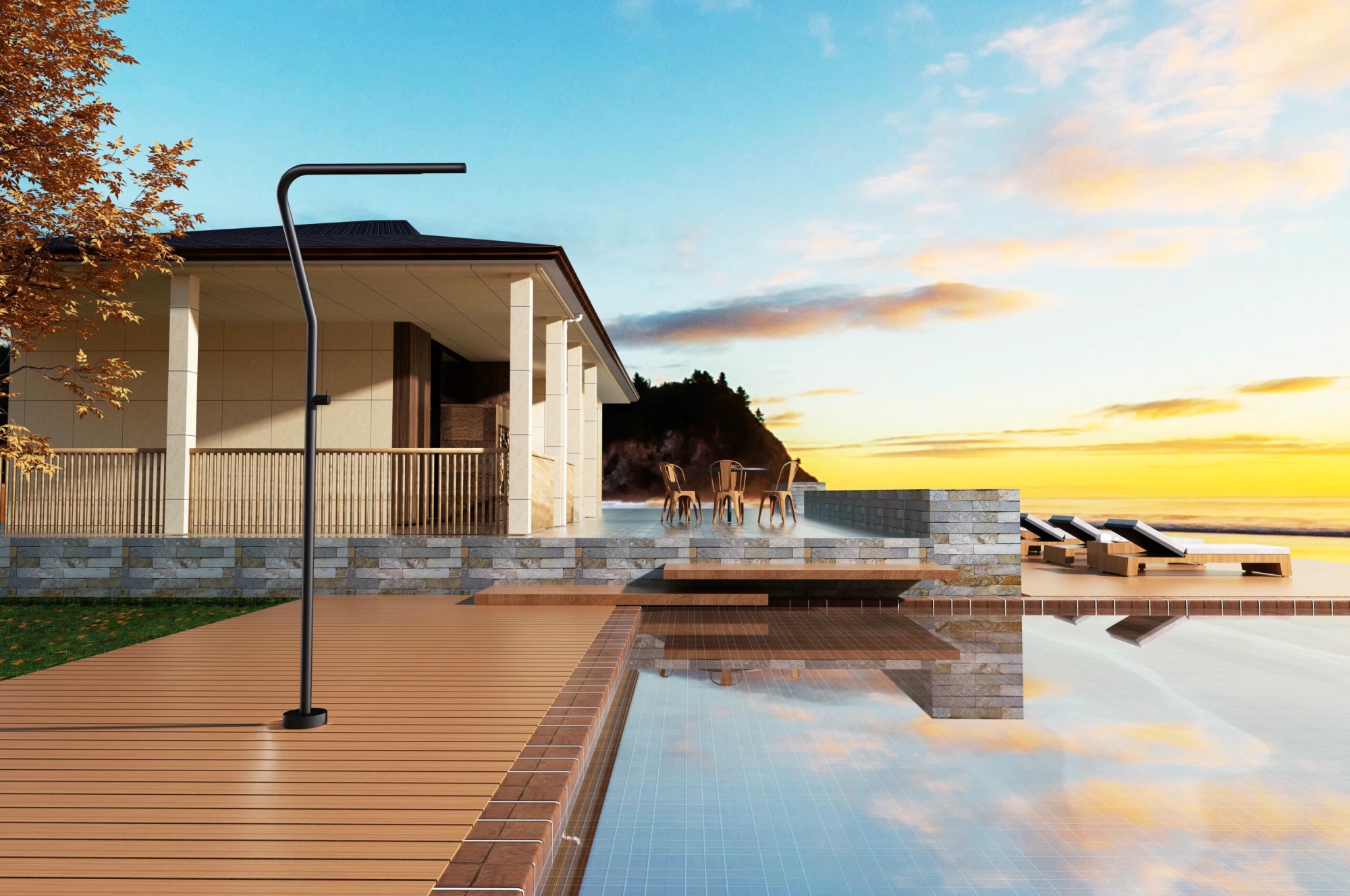 Душевая колонна напольная с краном без смешивания poolimex nevada gpn009/ang matt black