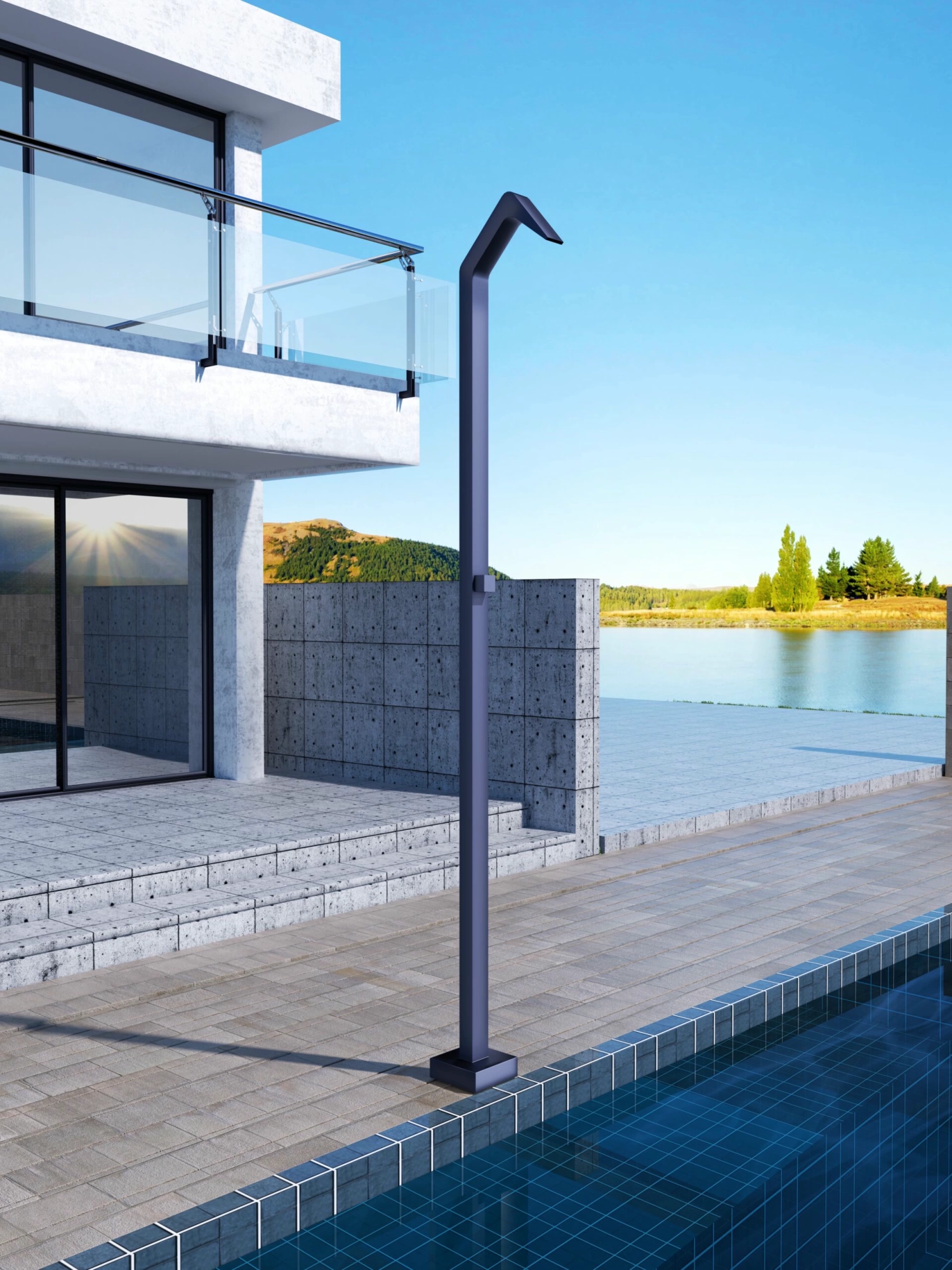 Душевая колонна напольная каскадный душ с краном без смешивания poolimex niagara gpn013/aao azur oceano