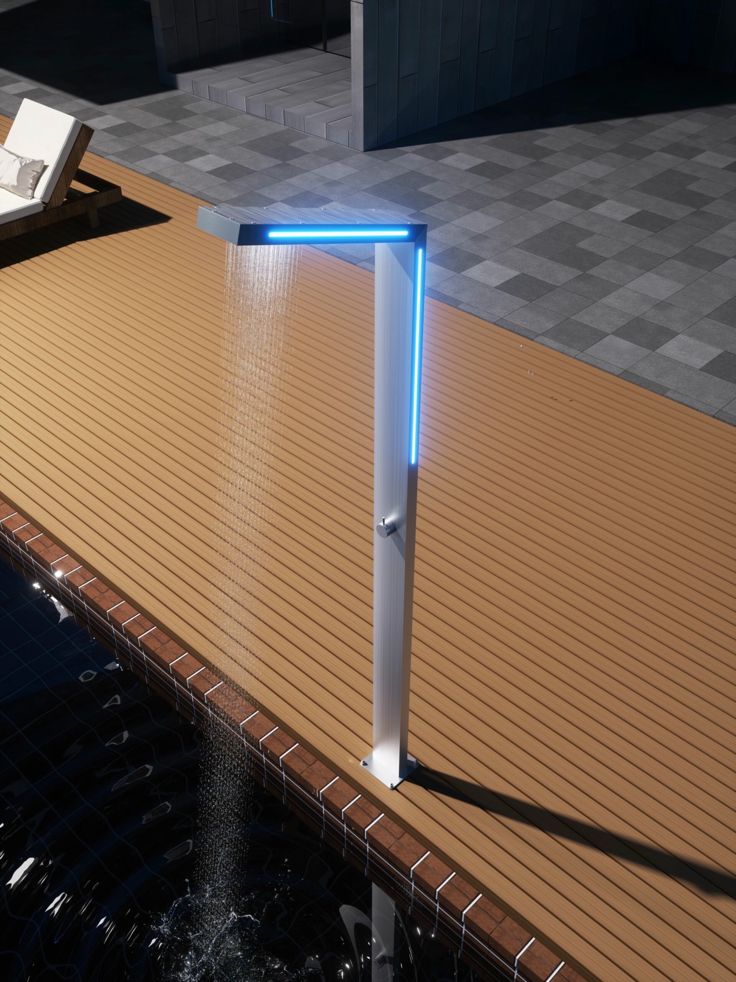 Душевая колонна напольная с краном без смешивания и led подсветкой poolimex sense gps016/ac stainless steel