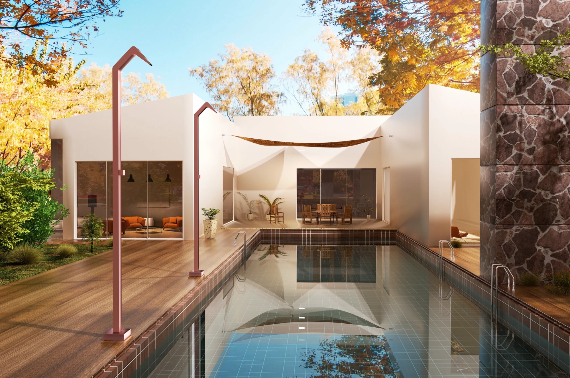 Душевая колонна напольная каскадный душ с краном без смешивания poolimex niagara gpn013/acl rosa сoral