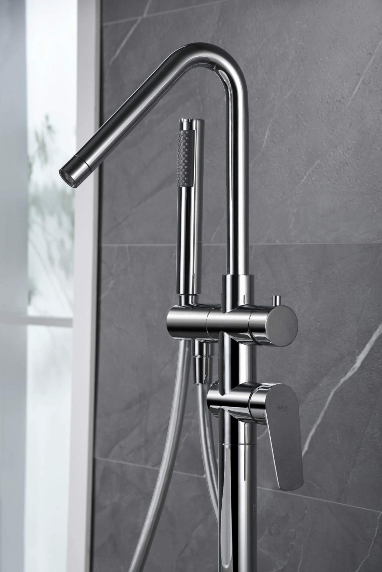 Смеситель для ванны напольный с внутренней частью imex belgica bbez044 chrome