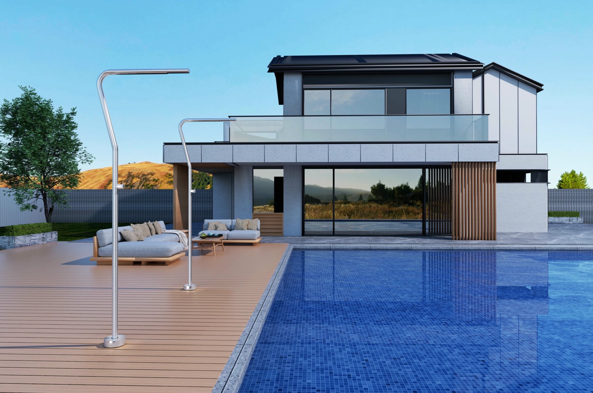 Душевая колонна напольная с краном без смешивания poolimex nevada gpn009/ac stainless steel