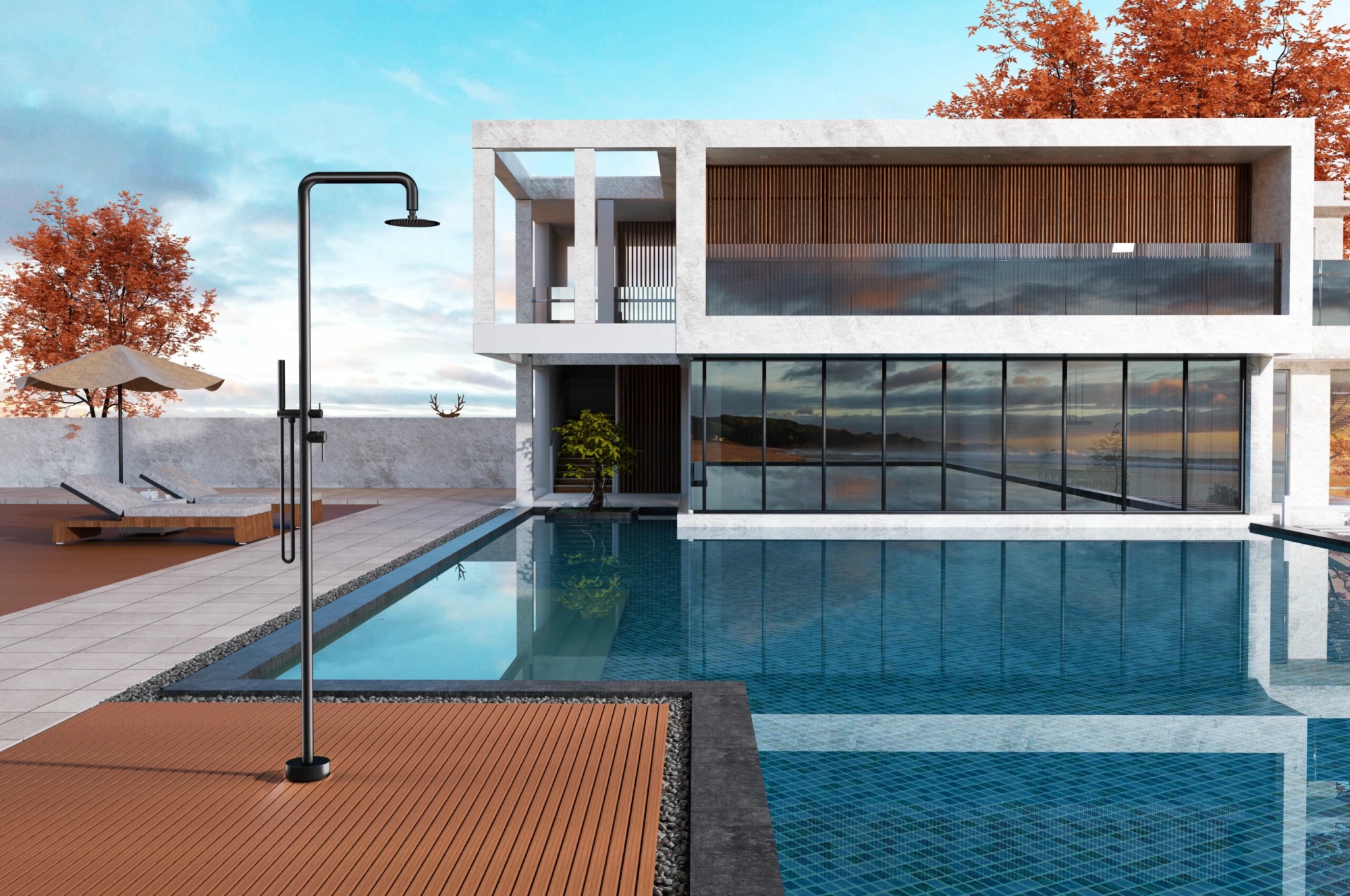 Душевая колонна напольная со смесителем и душевым набором poolimex florida gpf008/ang matt black