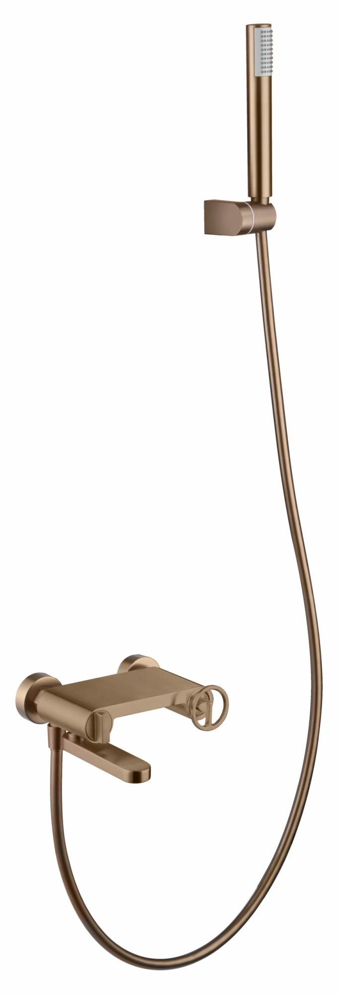 Смеситель для ванны настенный с душевым набором imex olimpo bdc033-4orc brushed rose gold pvd