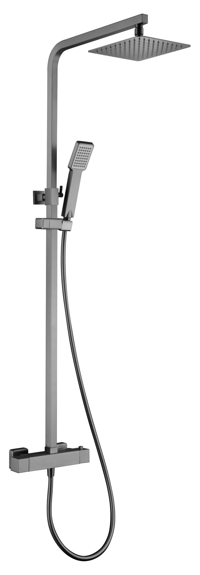 Душевая система термостатическая с верхним душем и лейкой imex vigo btv013/bgm black gun metal pvd