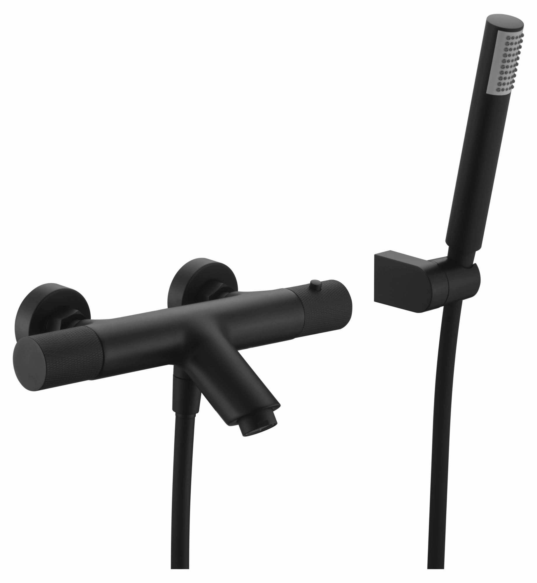 Смеситель для ванны настенный с душевым набором imex line btd038-4ng matt black