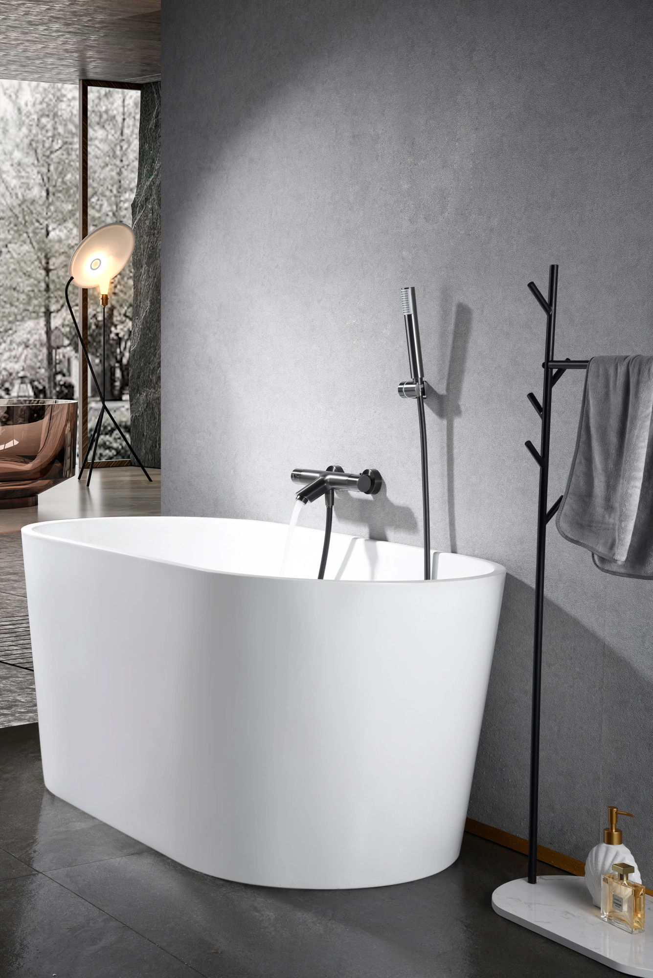 Смеситель для ванны настенный с душевым набором imex monza btm039-4bgm black gun metal pvd