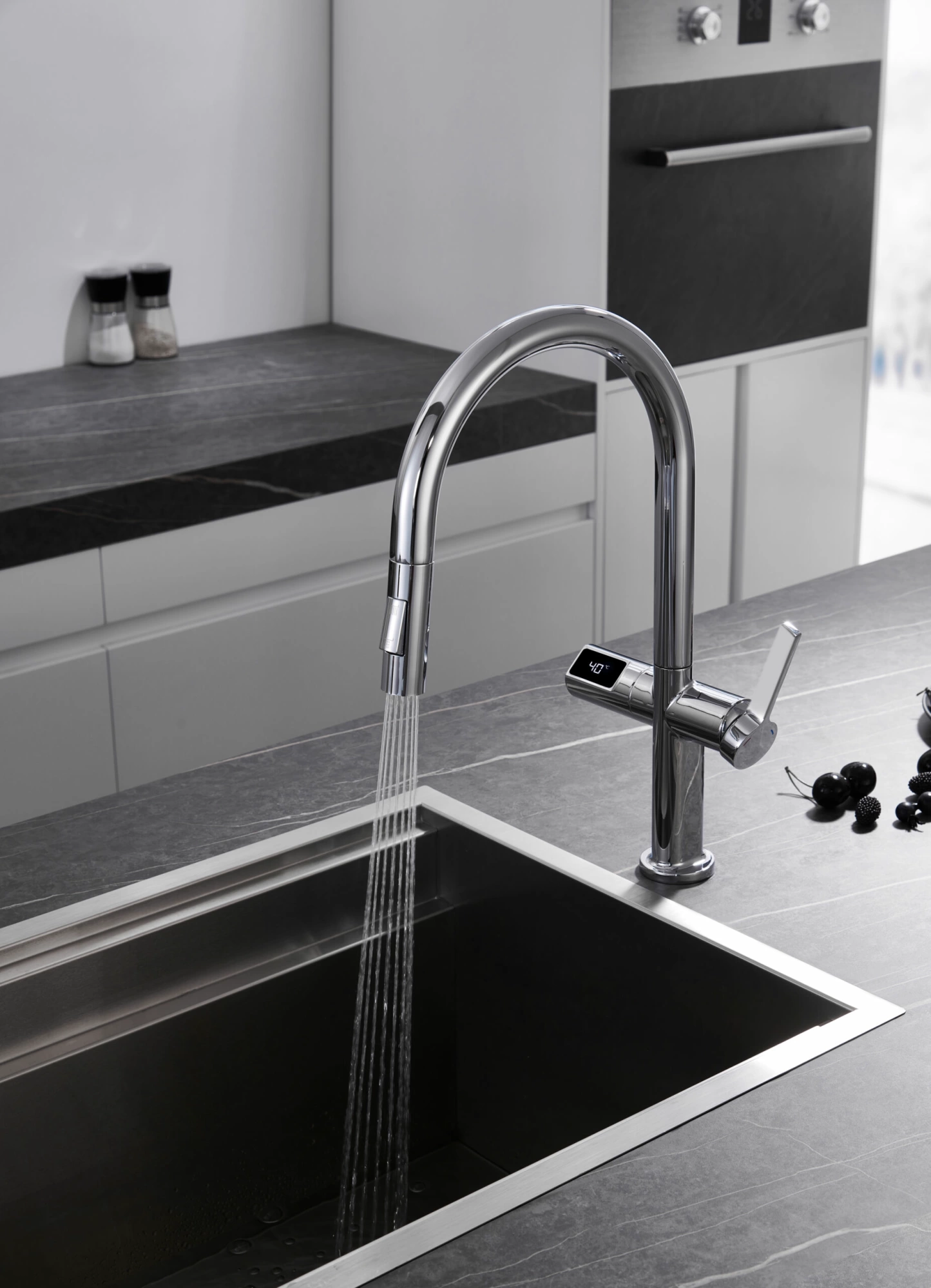 Смеситель для кухни сенсорный с вытяжной лейкой на 2 режима imex turin gce021 chrome