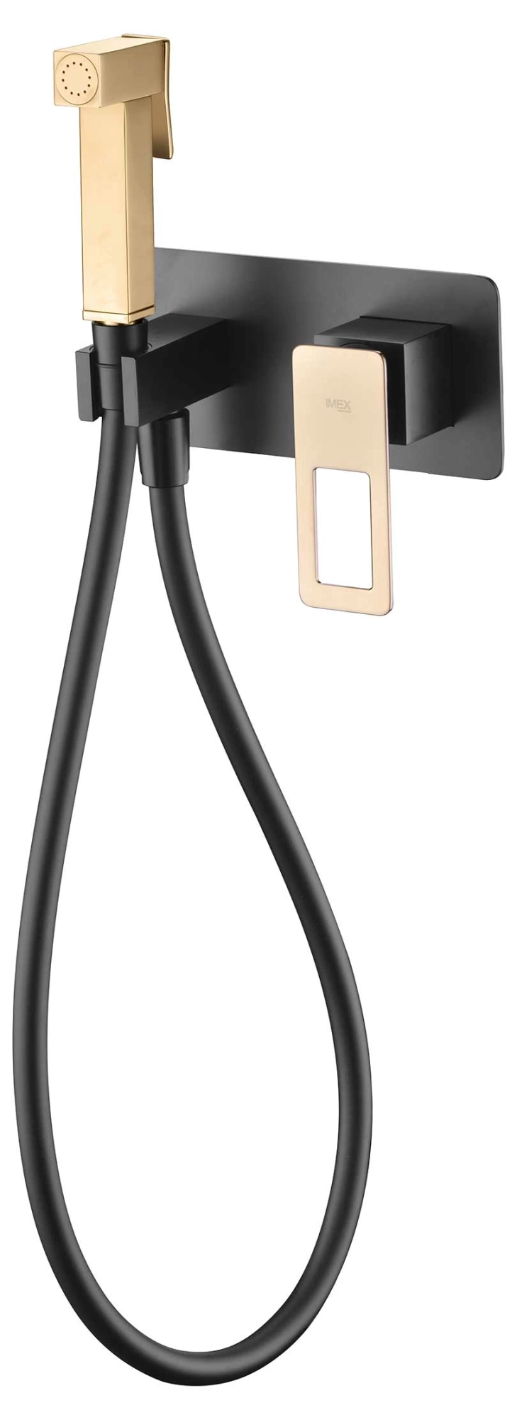 Гигиенический душ со смесителем и скрытой частью imex suecia bdc032-5ngold black/bright gold