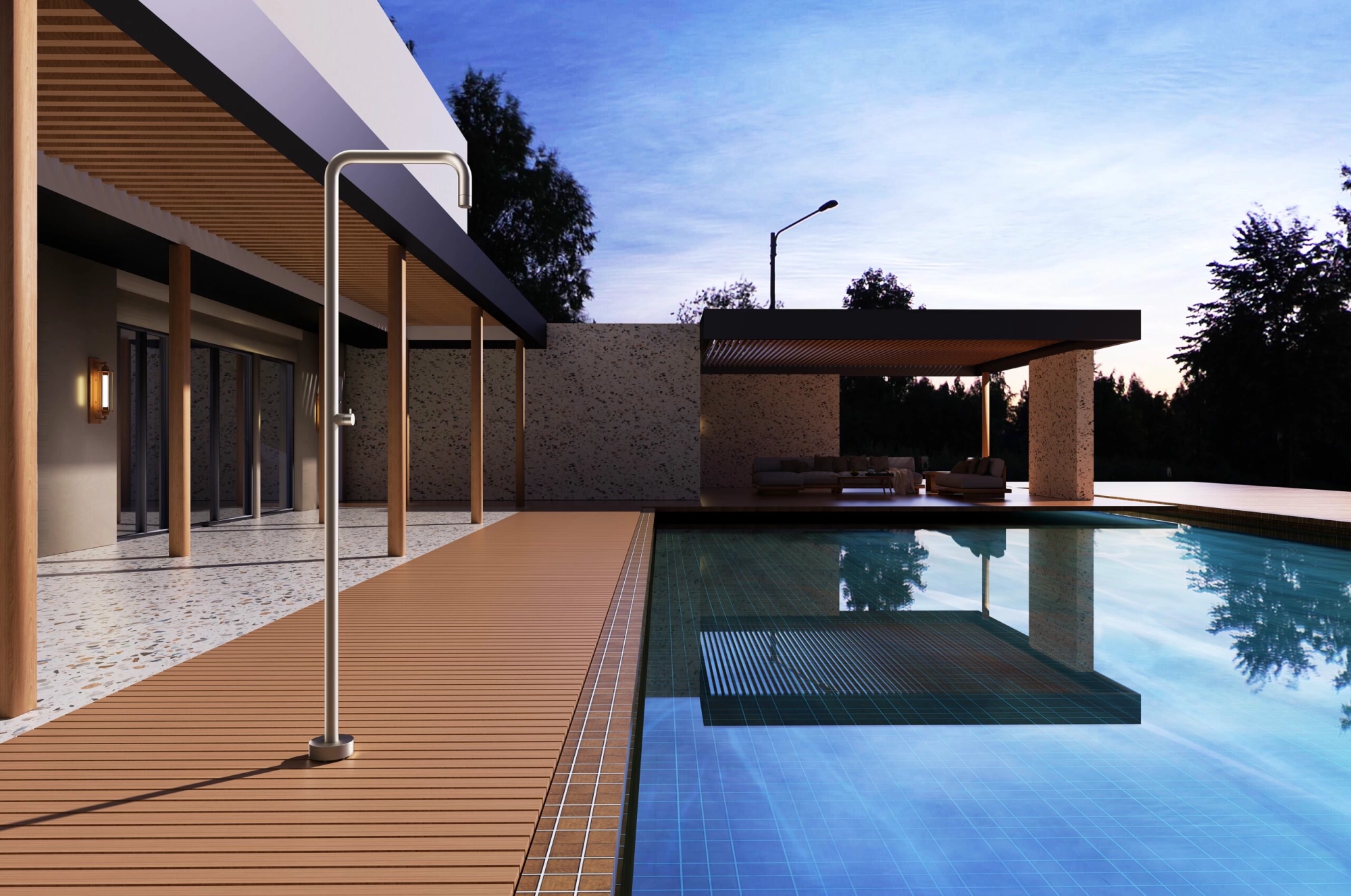 Душевая колонна напольная с краном без смешивания poolimex utah gpu010/amk moka