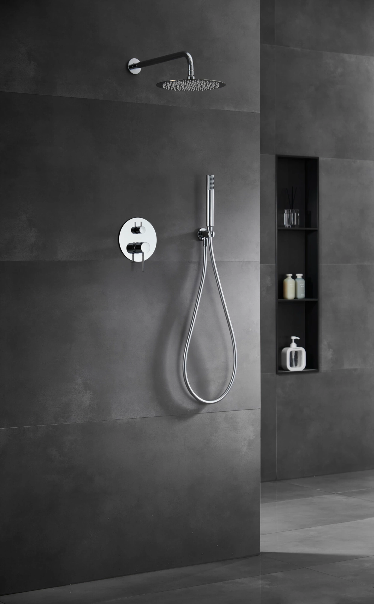 Смеситель для душа скрытого монтажа готовый комплект верхний душ верхний душ ø25cм imex monza gpm039 chrome