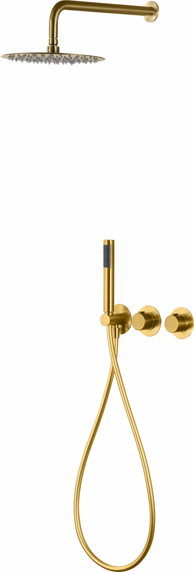Смеситель для душа термостатический скрытого монтажа готовый комплект верхний душ ø25cm imex assen gta052/oc brushed gold pvd